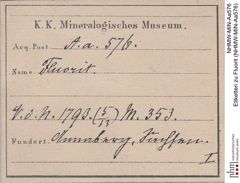 Etiketten zu Fluorit (NHMW-MIN-Aa576)